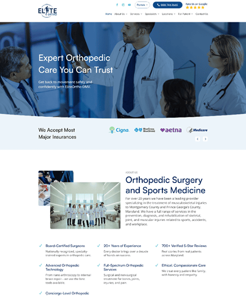 Eliteortho Dmv Hero Screen