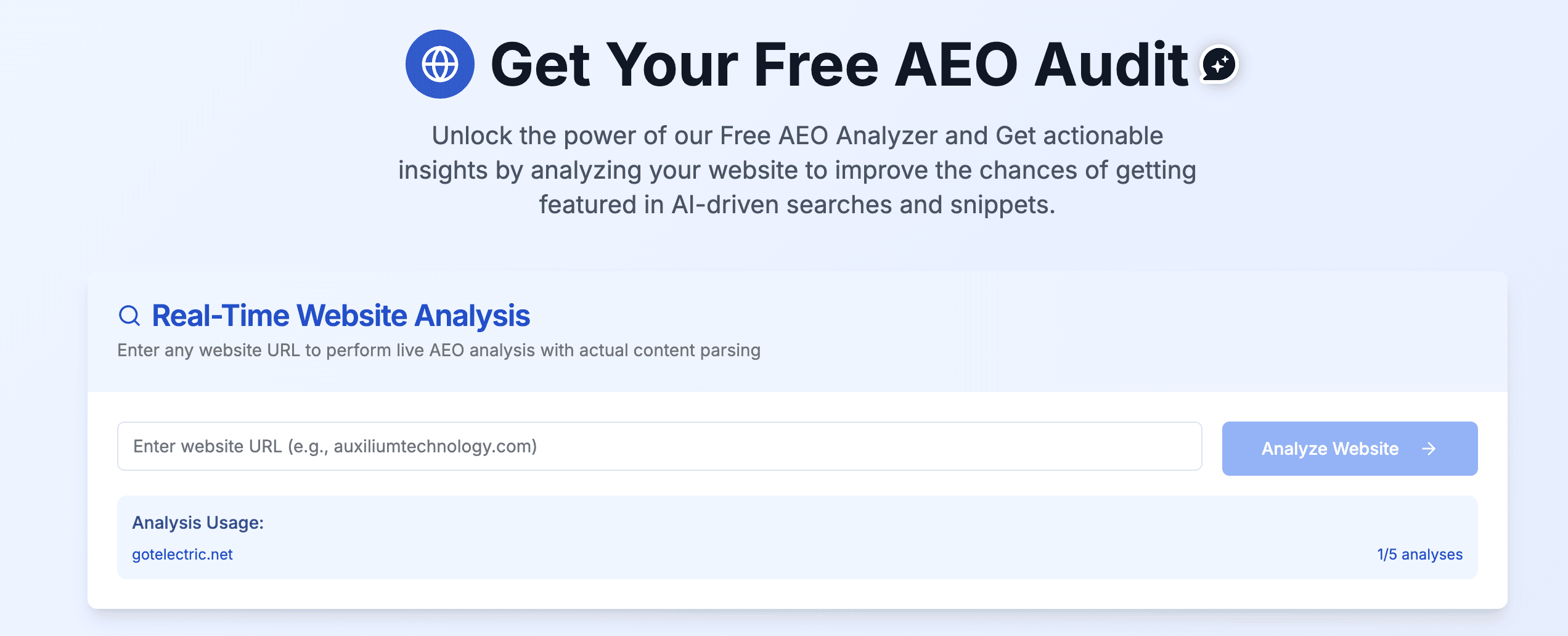 AEO Analyzer Tool | Auxilium Technology